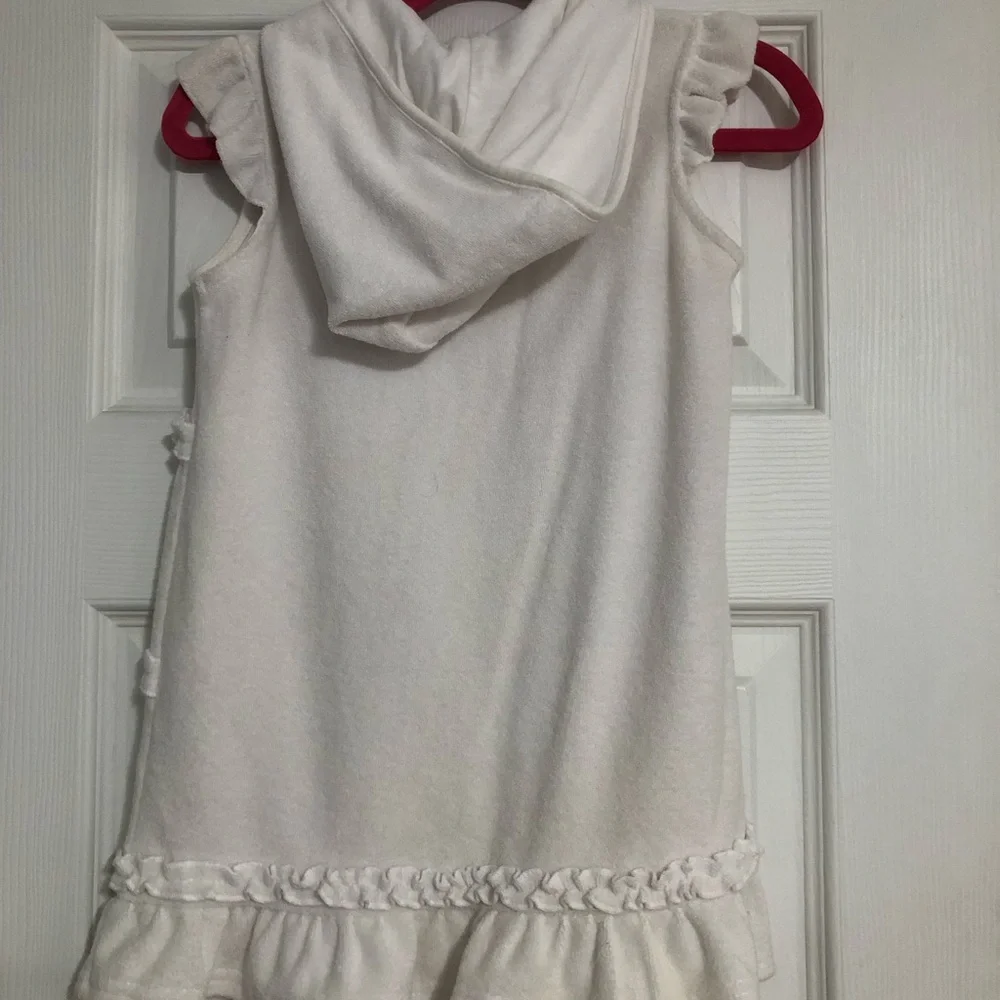 Hartstrings‎ white Ruffle Hooded Zip swim cover up girls size 4 summer beach